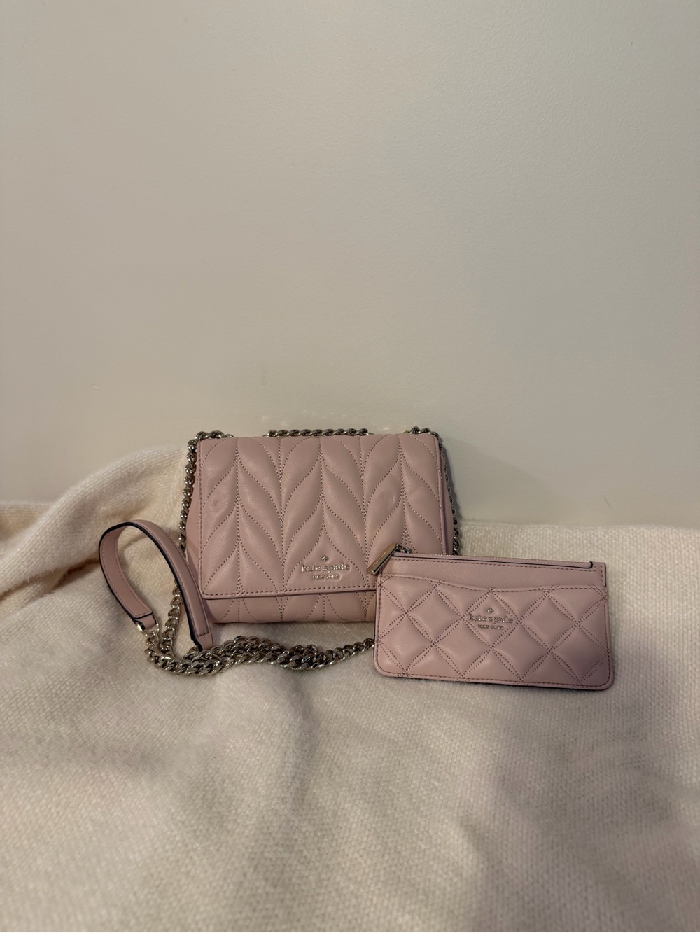 kate spade quilted leather crossbody bag and card pouch - dusty rose